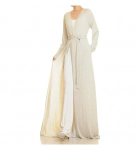 Misty light grey pocket tie robe outerwear