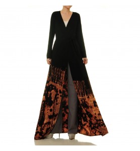 Flame-colored night amber lace robe outer wear