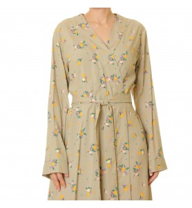 Light apricot floral lace-up robe