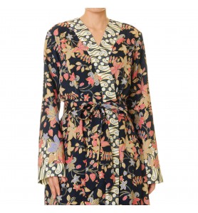 Night Garden Animal Print Lace-Up Robe