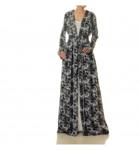 Ink shadow cloud pattern lace-up robe outer wear