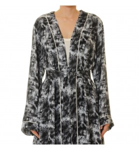 Ink shadow cloud pattern lace-up robe outer wear