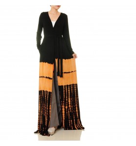 Black and gold gradient lace-up robe