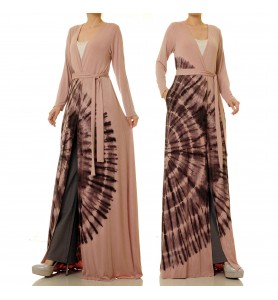 Misty pink halo lace-up robe outer wear