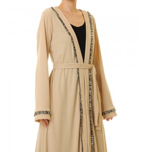 Milk apricot gold-trimmed color-blocked lace-up...