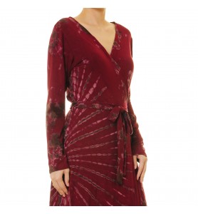 Velvet pomegranate red wrap-around maxi skirt