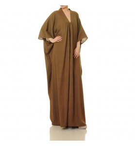 Caramel brown wide-sleeved cape robe
