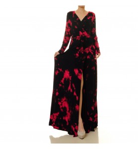 Night Flame Cloud Dyed Lace-Up Wrap Maxi Dress