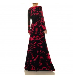 Night Flame Cloud Dyed Lace-Up Wrap Maxi Dress