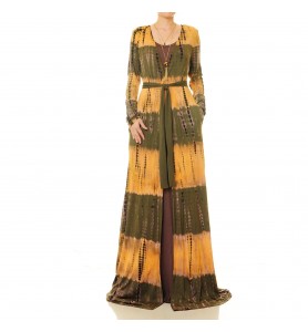 Olive amber gradient lace-up robe outer wear