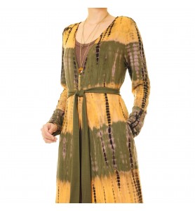 Olive amber gradient lace-up robe outer wear