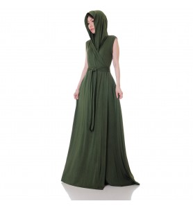 Forest Shadow Hooded Wrap Robe Dress